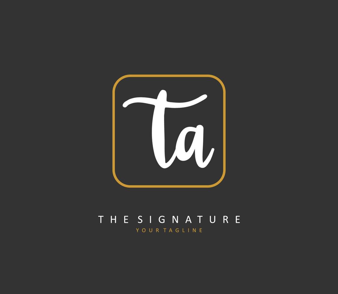 t een ta eerste brief handschrift en handtekening logo. een concept handschrift eerste logo met sjabloon element. vector