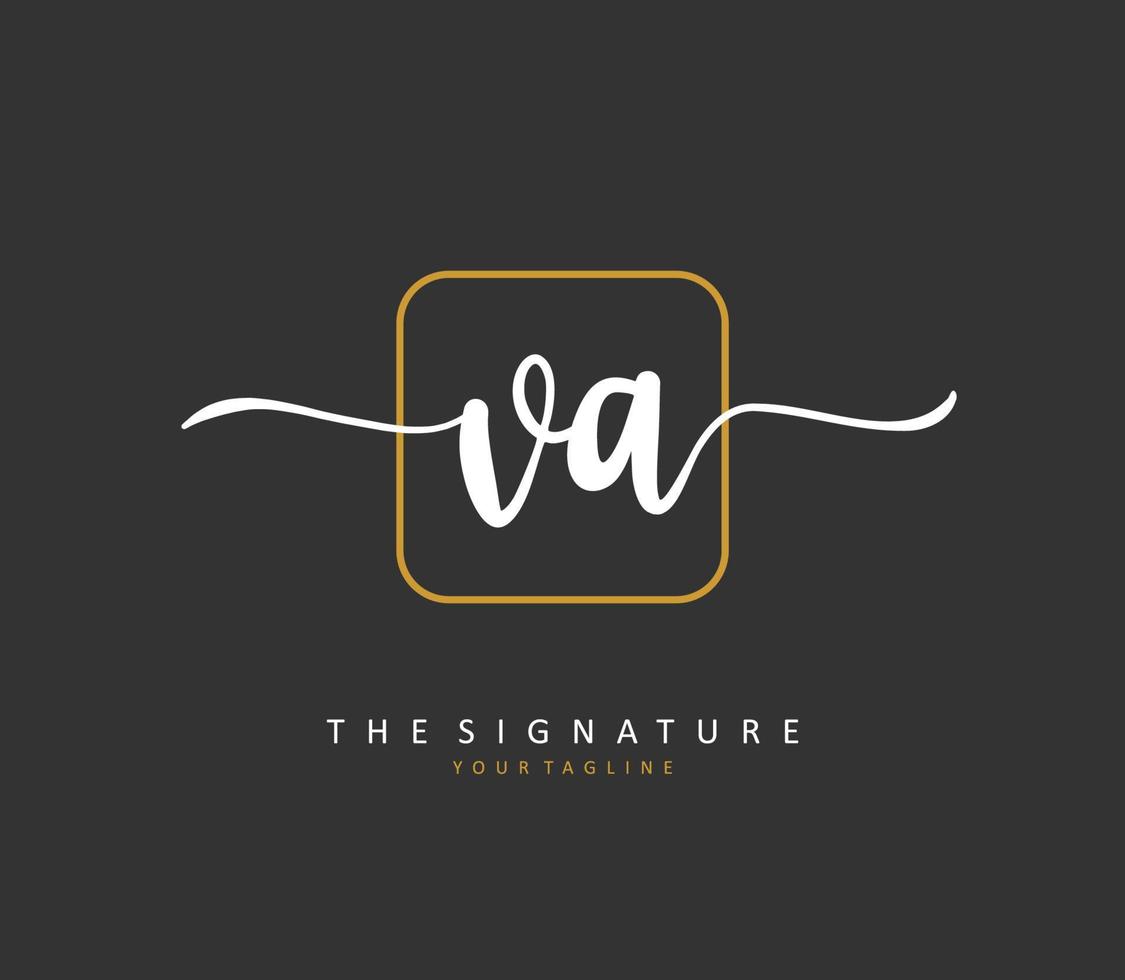 v een va eerste brief handschrift en handtekening logo. een concept handschrift eerste logo met sjabloon element. vector