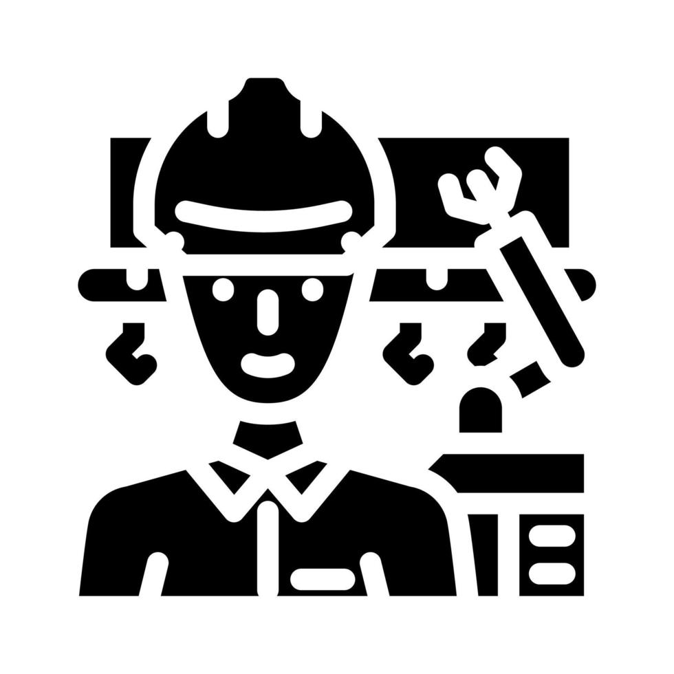 industrieel ingenieur glyph icoon vector illustratie