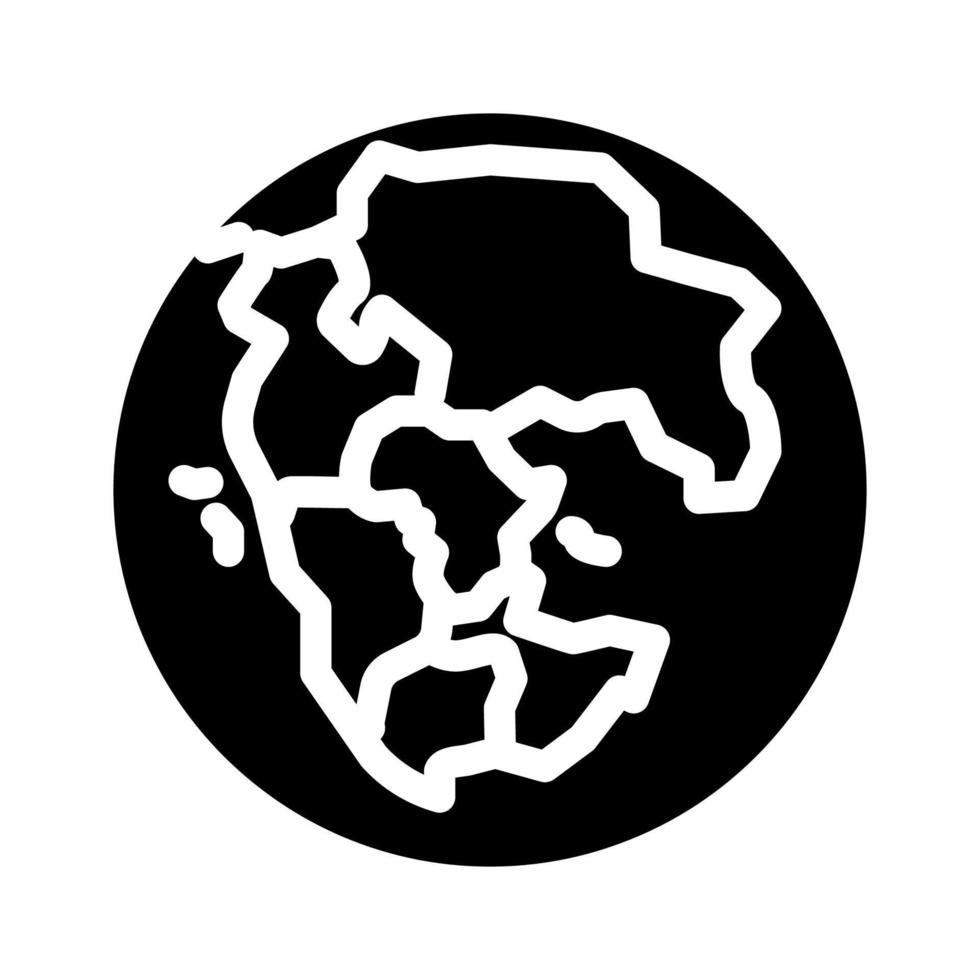 pangea aarde continent kaart glyph icoon vector illustratie