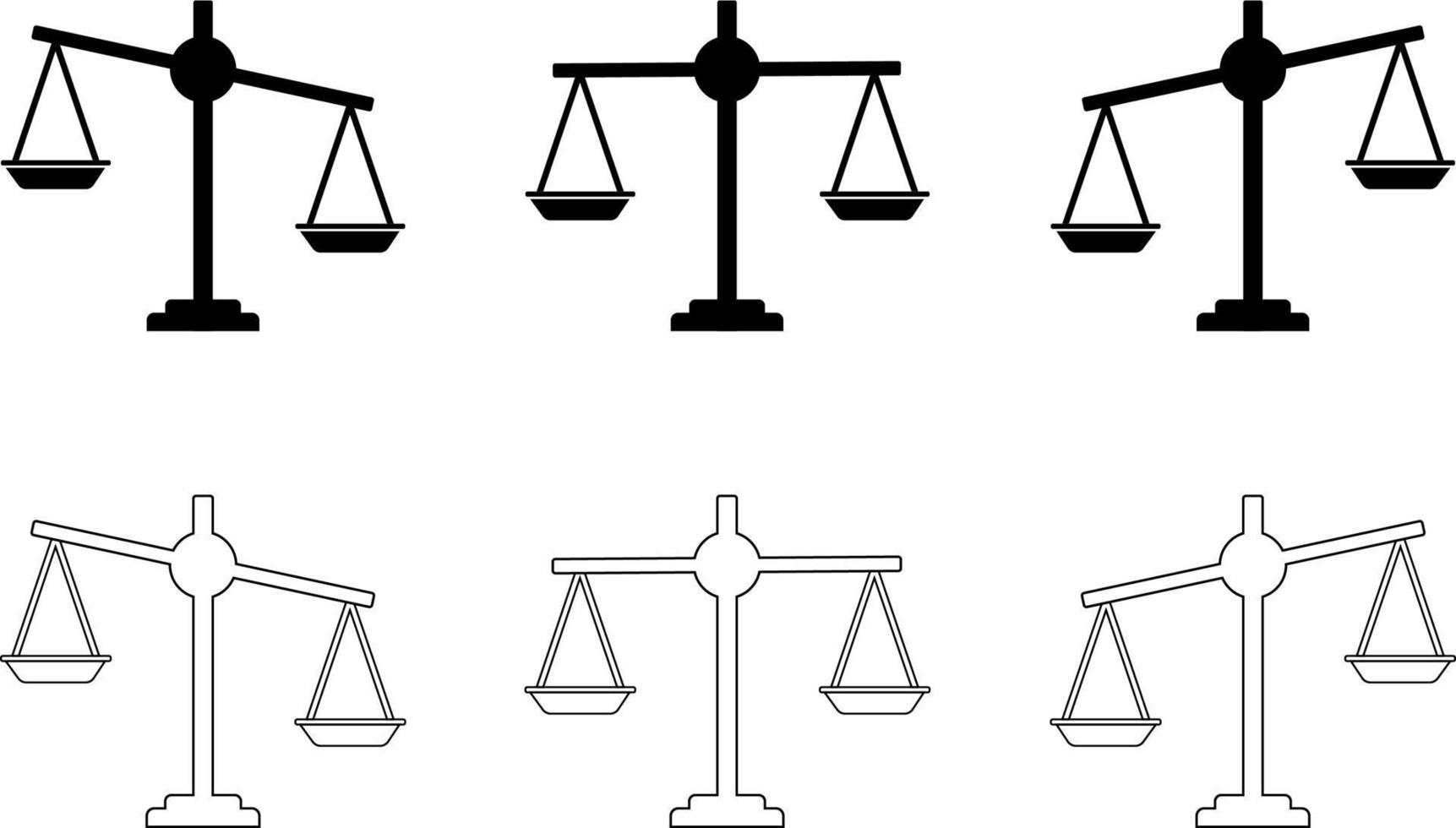 balans van gerechtigheid icoon. rechtbank van wet symbool. wijnoogst schaal in balans en evenwicht. vector pictogrammen