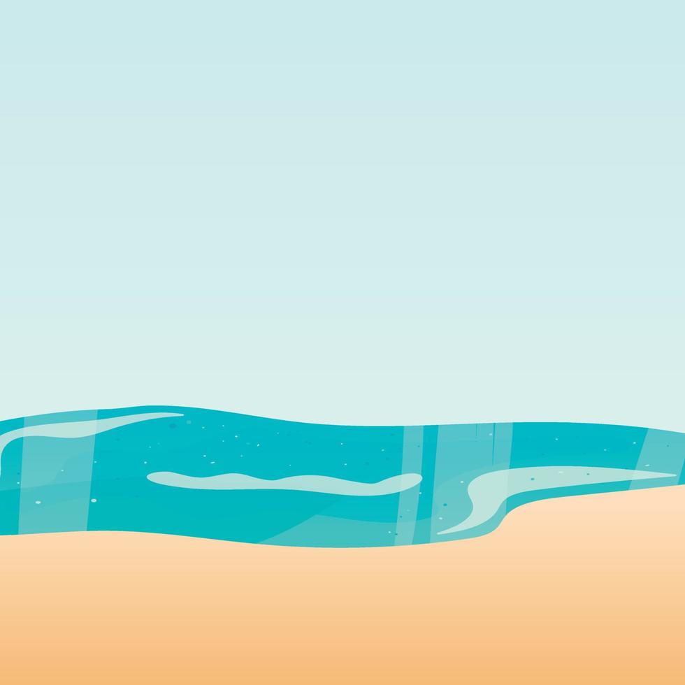 zomer vector achtergrond. plein gemakkelijk landschap van oceaan, zand strand en blauw lucht. een kalmte zee vakantie sjabloon, met schuim Aan de golven.