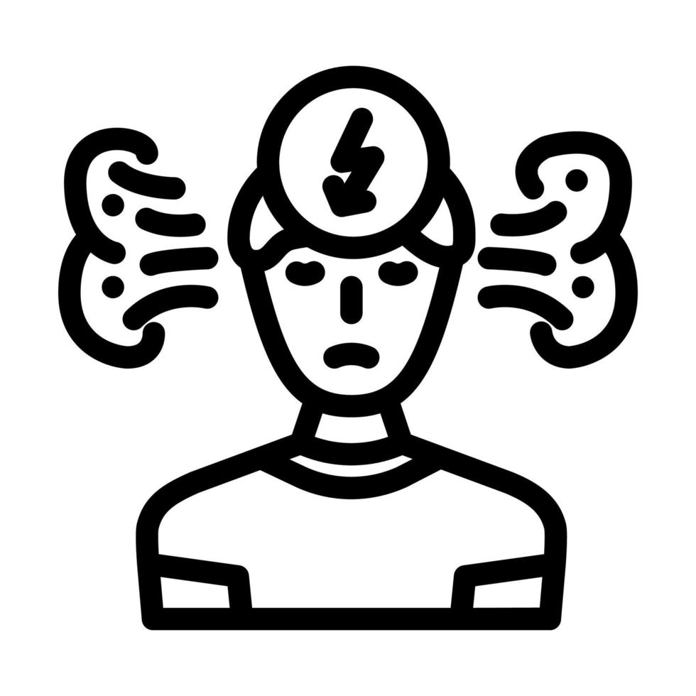 Mens spanning hoofdpijn lijn icoon vector illustratie