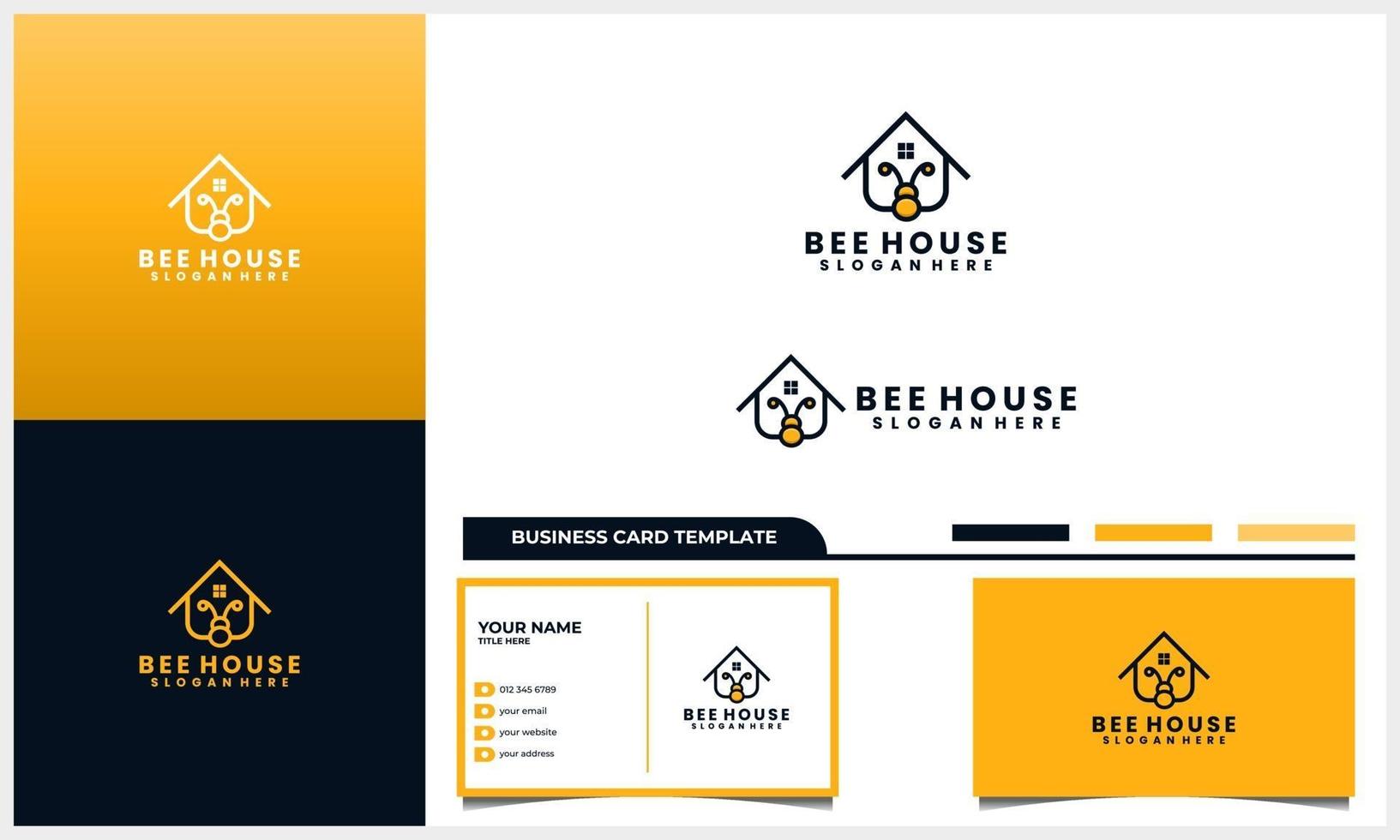 honingbij met huis of huis logo concept en sjabloon voor visitekaartjes vector