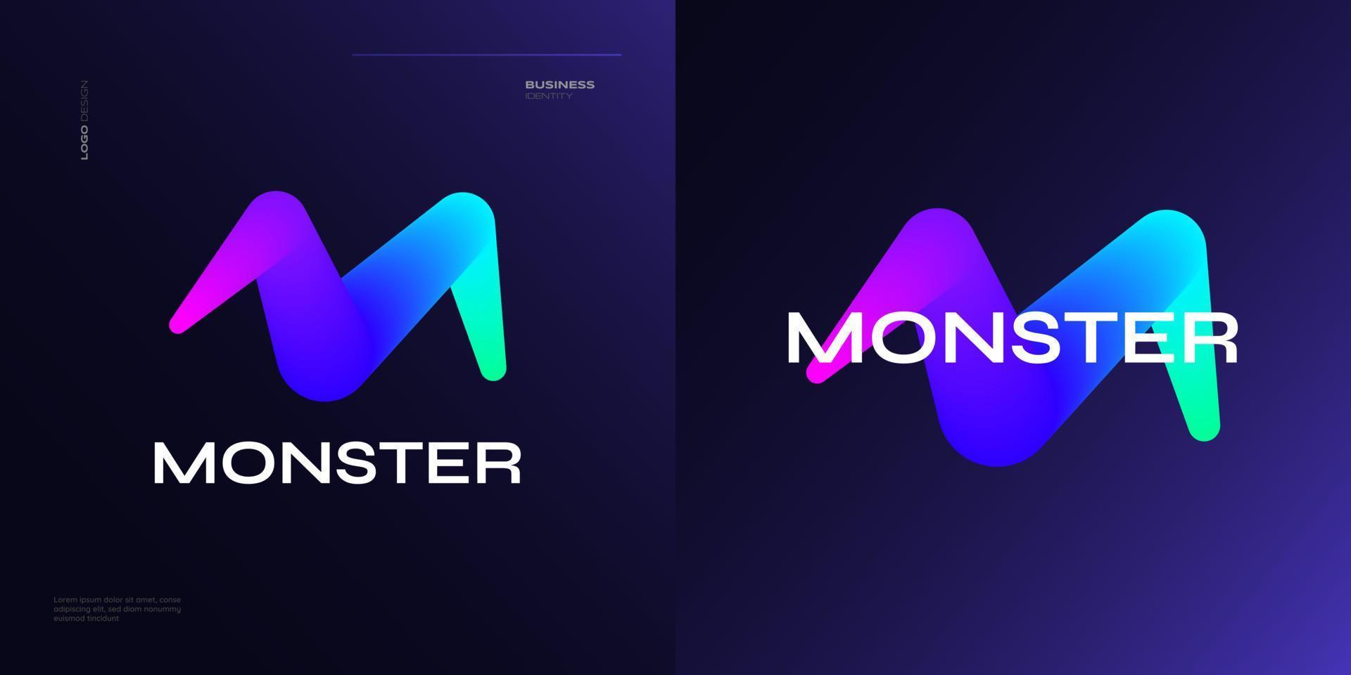 stoutmoedig en levendig brief m logo ontwerp met kleurrijk helling concept. m logo met mengsel stijl vector