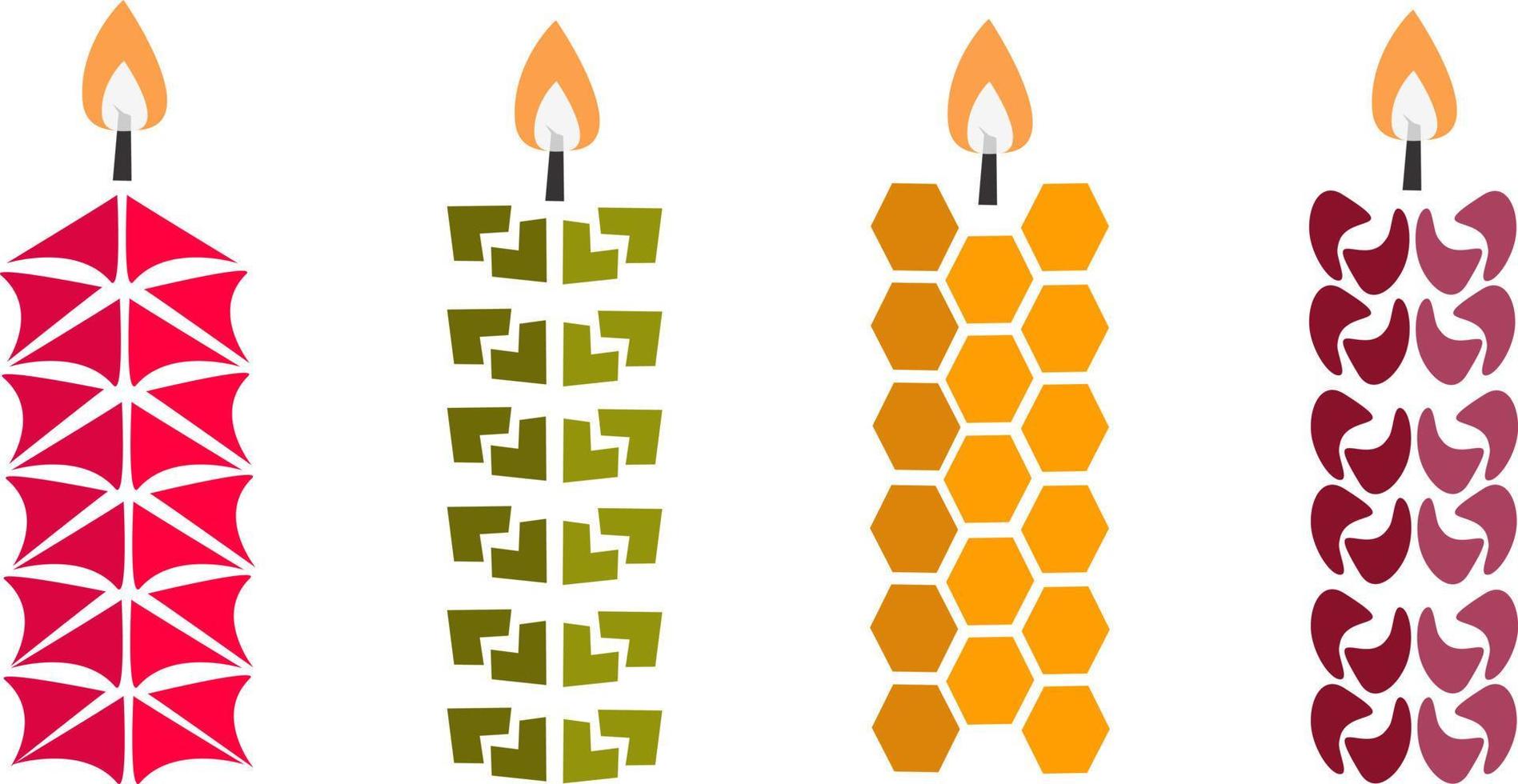 vector illustratie reeks van gekleurde gestileerde kaarsen