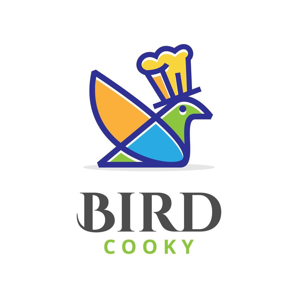 vector kleurrijk vogel met Koken hoed looks koel en creatief icoon logo vector ontwerp