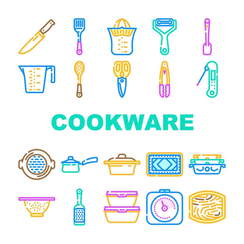 keuken Koken kookgerei werktuig pictogrammen reeks vector