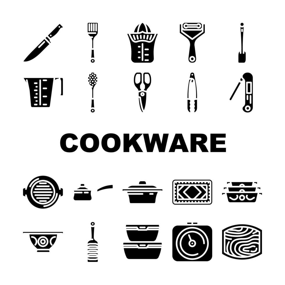 keuken Koken kookgerei werktuig pictogrammen reeks vector