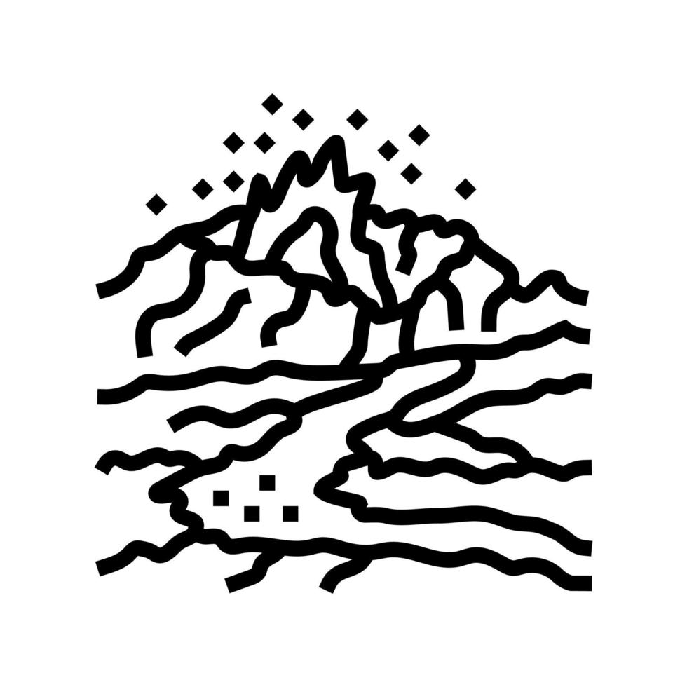 ramp vulkaan uitbarsting lijn icoon vector illustratie