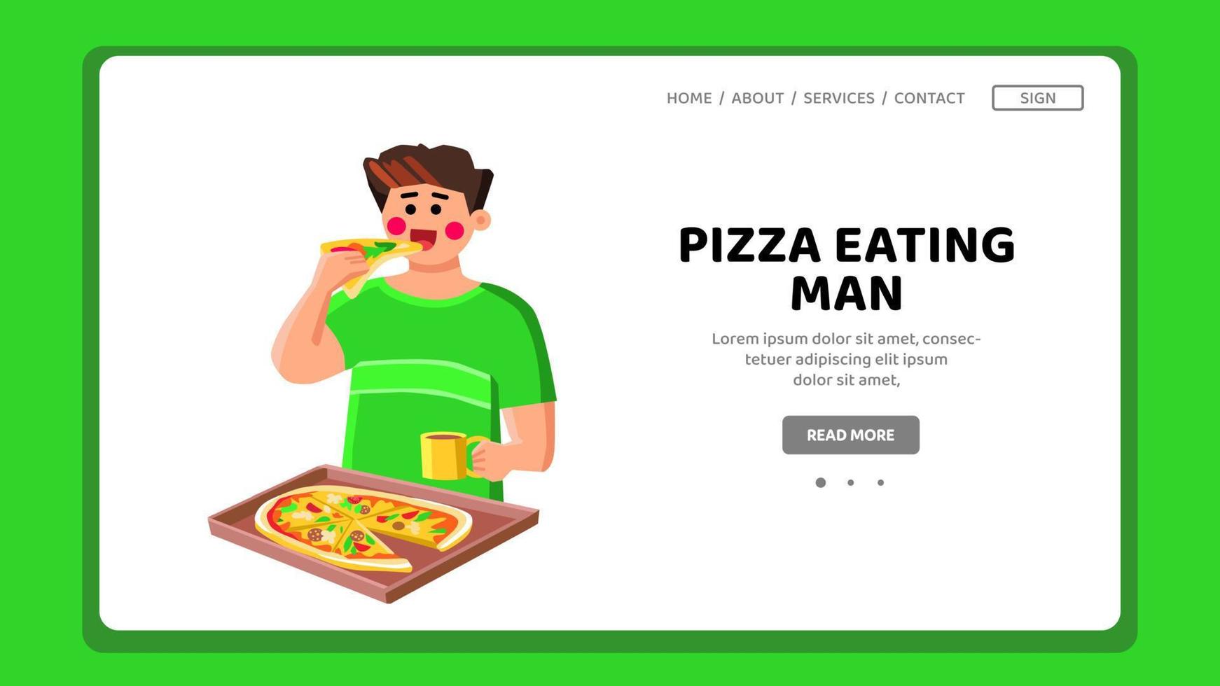 pizza aan het eten Mens vector