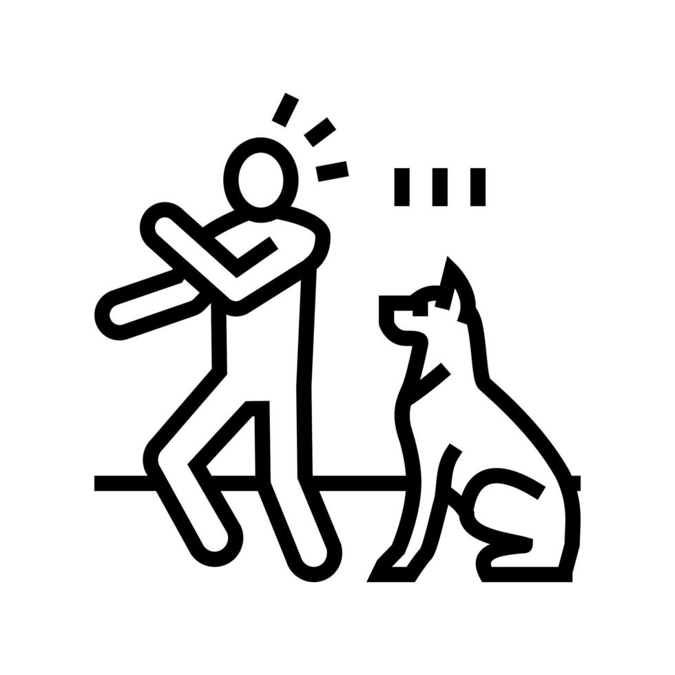 hond blaffen persoon ongeluk lijn icoon vector illustratie