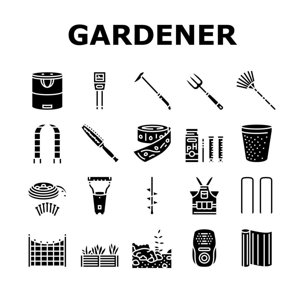 tuin gereedschap Schep hark pictogrammen reeks vector