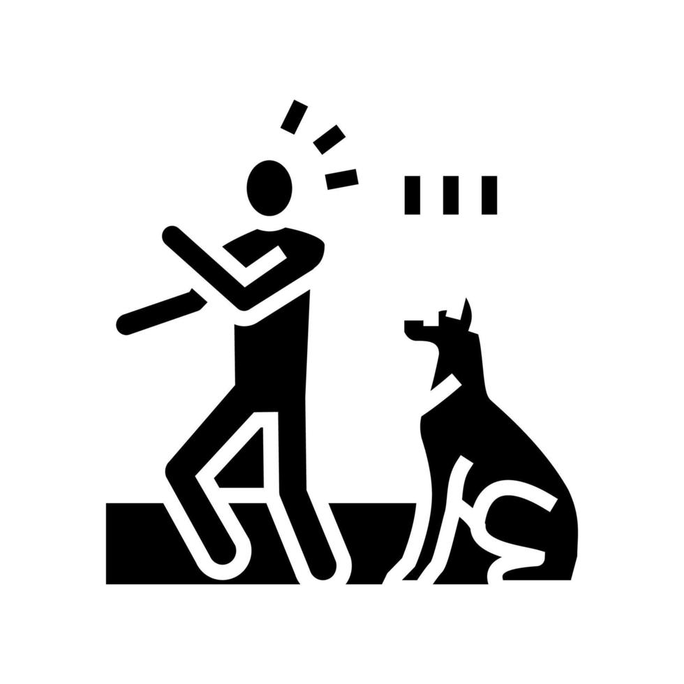 hond blaffen persoon ongeluk glyph icoon vector illustratie