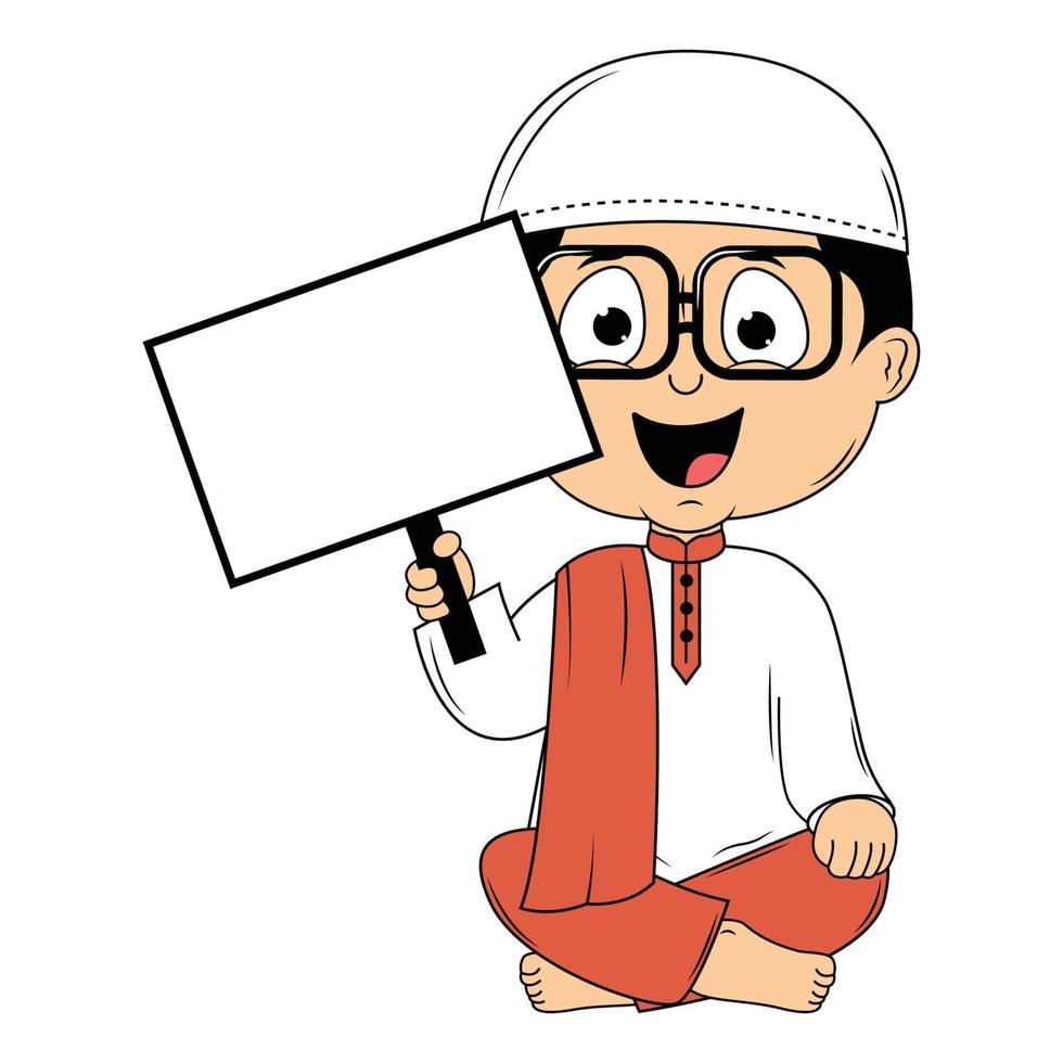 schattig Moslim jongen tekenfilm illustratie vector