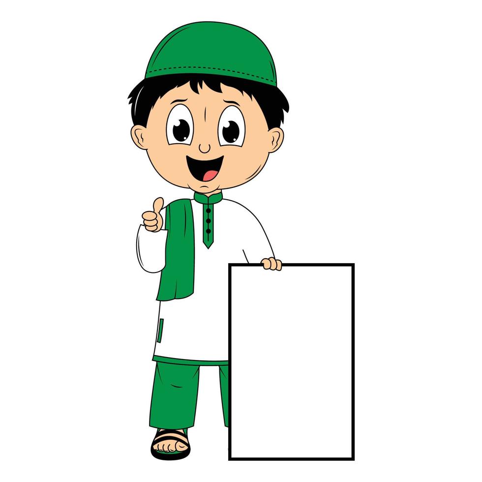 schattig Moslim jongen tekenfilm illustratie vector