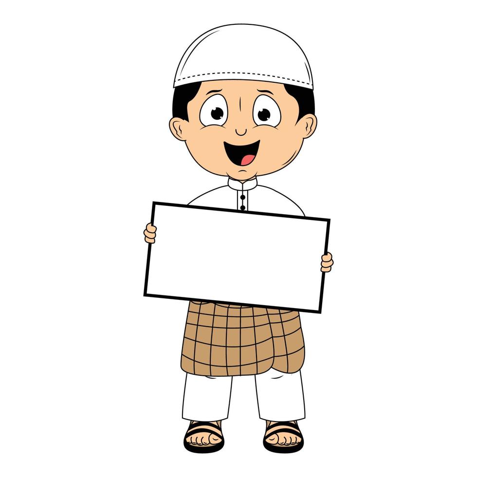 schattig Moslim jongen tekenfilm illustratie vector
