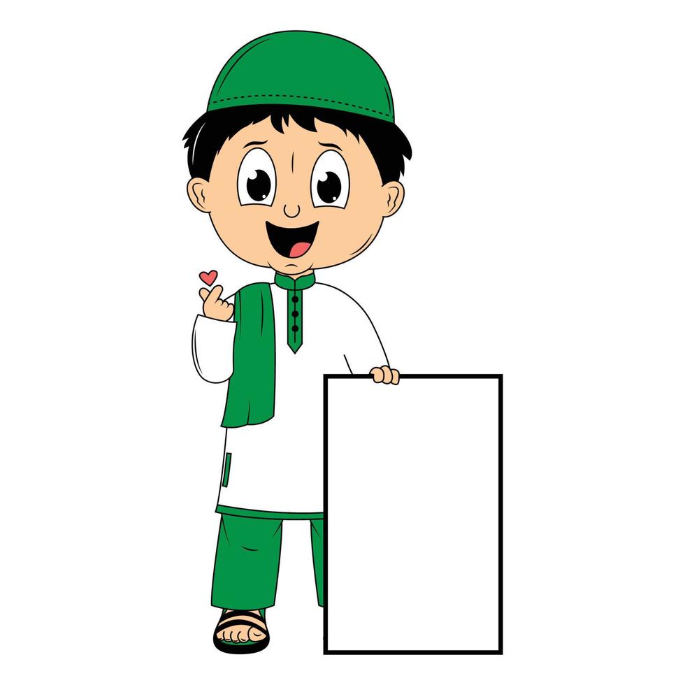 schattig Moslim jongen tekenfilm illustratie vector