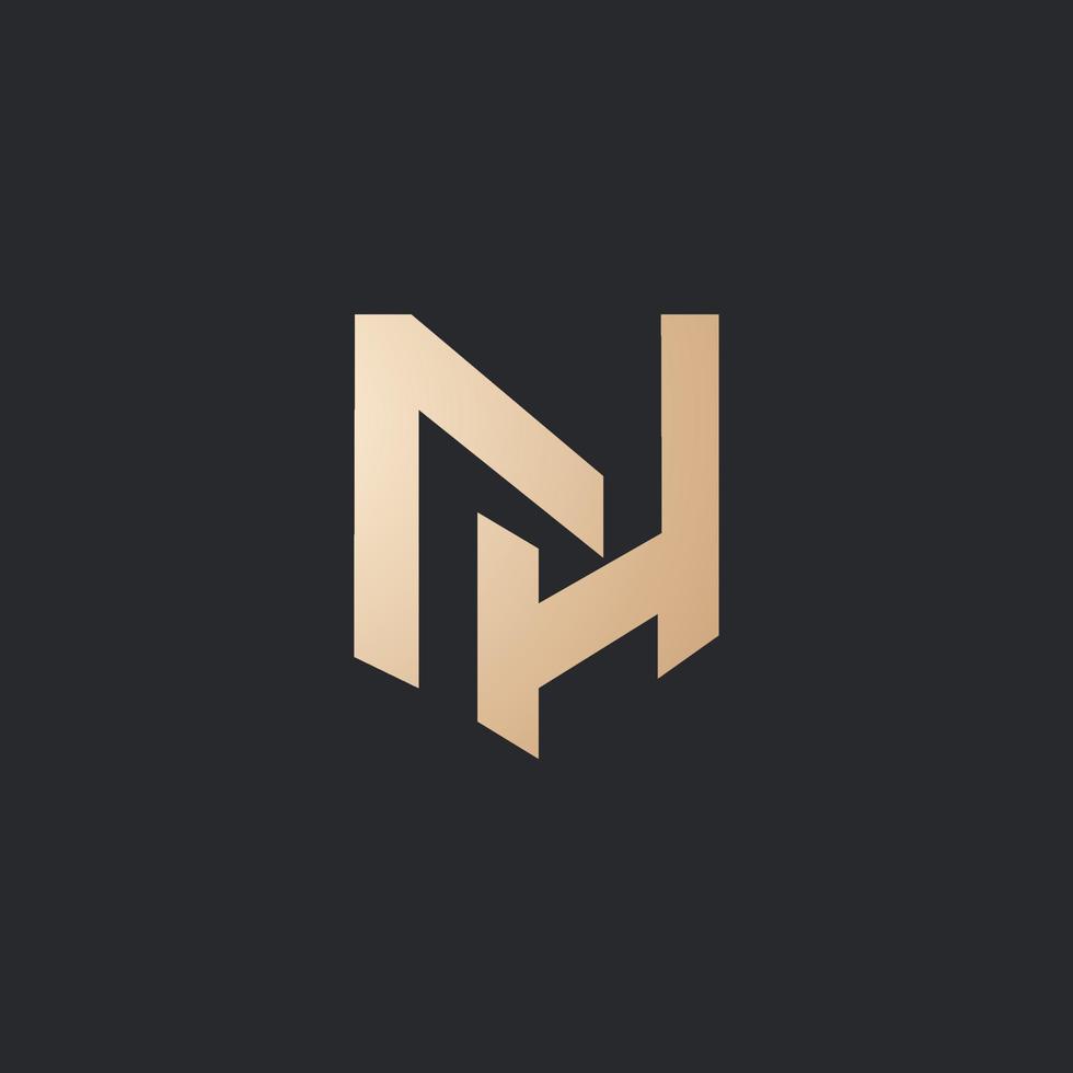 luxe en modern nh logo ontwerp vector
