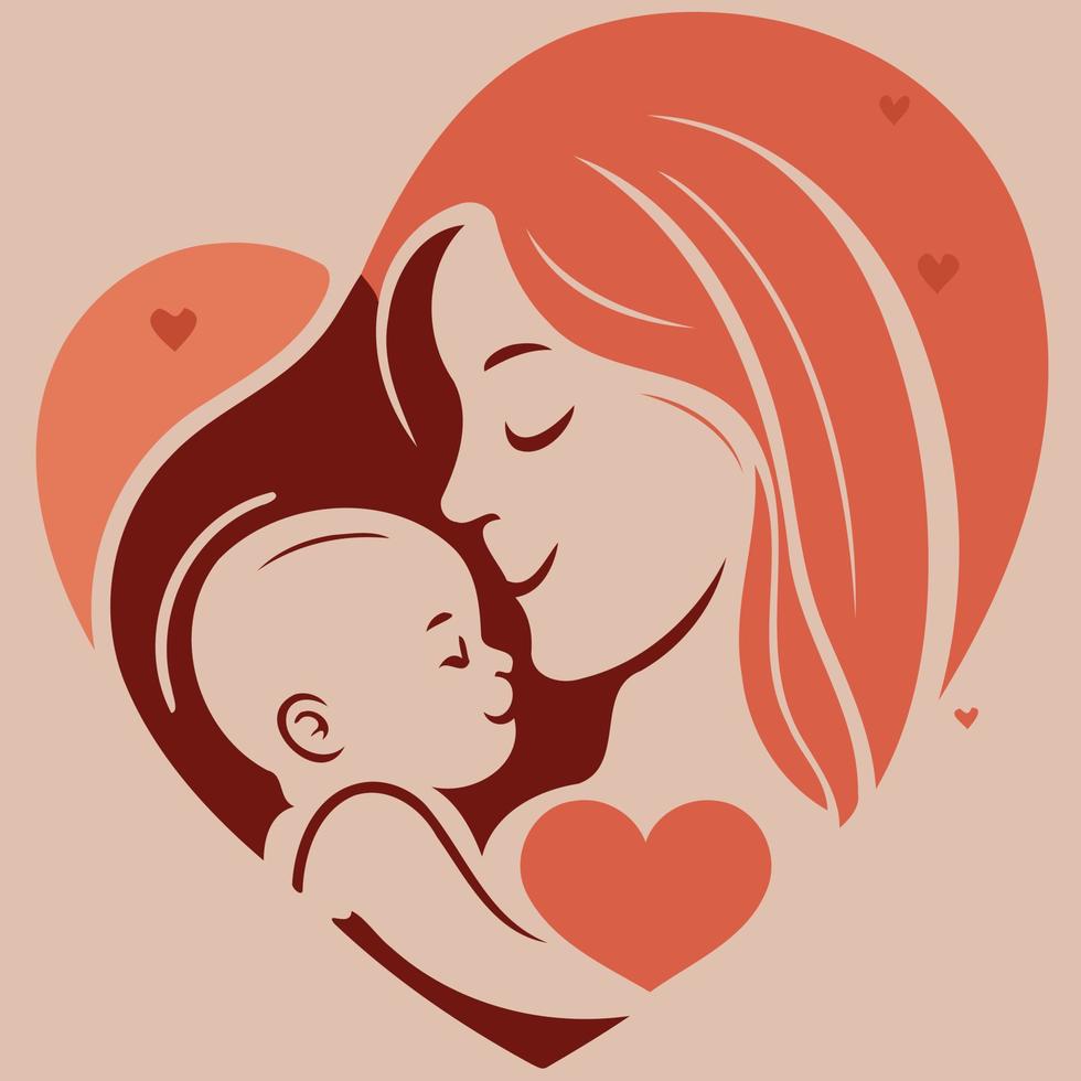 vrouw Holding haar baby zoon vector