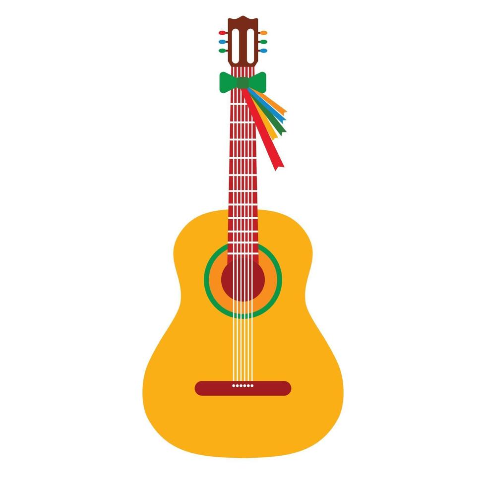 klassieke gitaar. platte ontwerp vectorillustratie van cartoon stijl getekend akoestische gitaar. vector