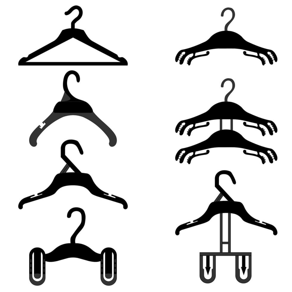 vector reeks van verschillend kleren hangers silhouetten