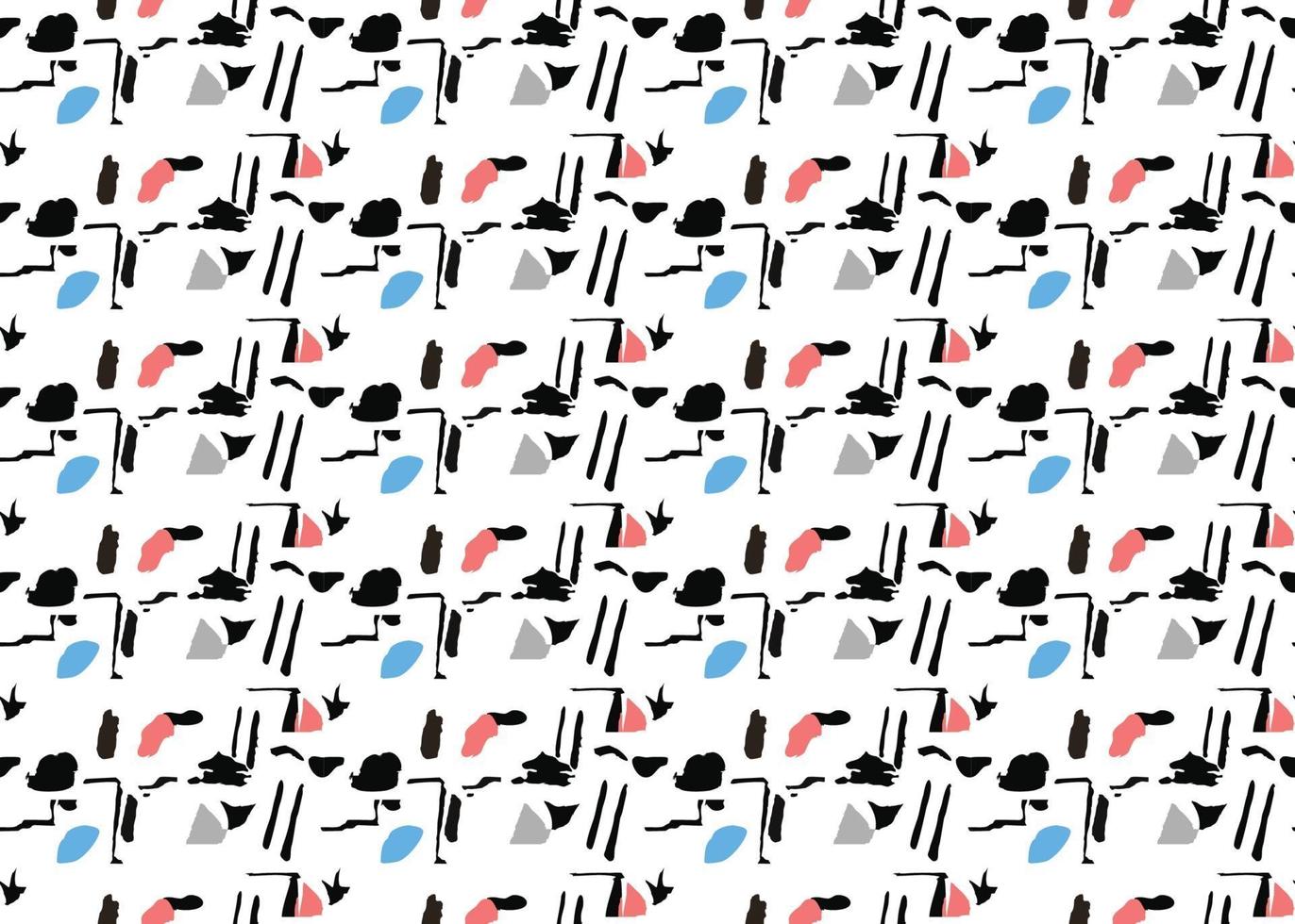 vector textuur achtergrond, naadloze patroon. hand getrokken, zwarte, grijze, rode, blauwe, witte kleuren.
