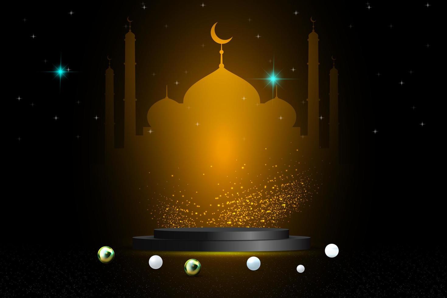 realistisch Ramadan kareem illustratie podium achtergrond vector