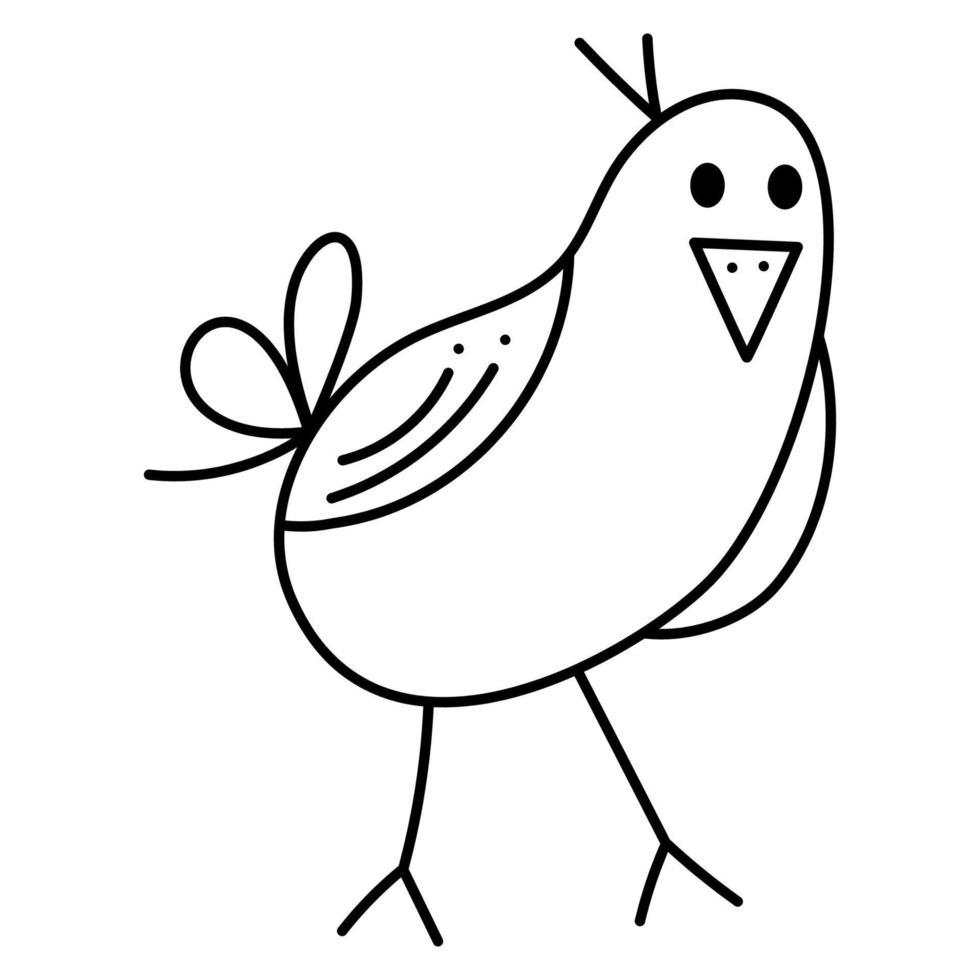 schattig abstract vogel vijfde. tekening vector zwart en wit illustratie.