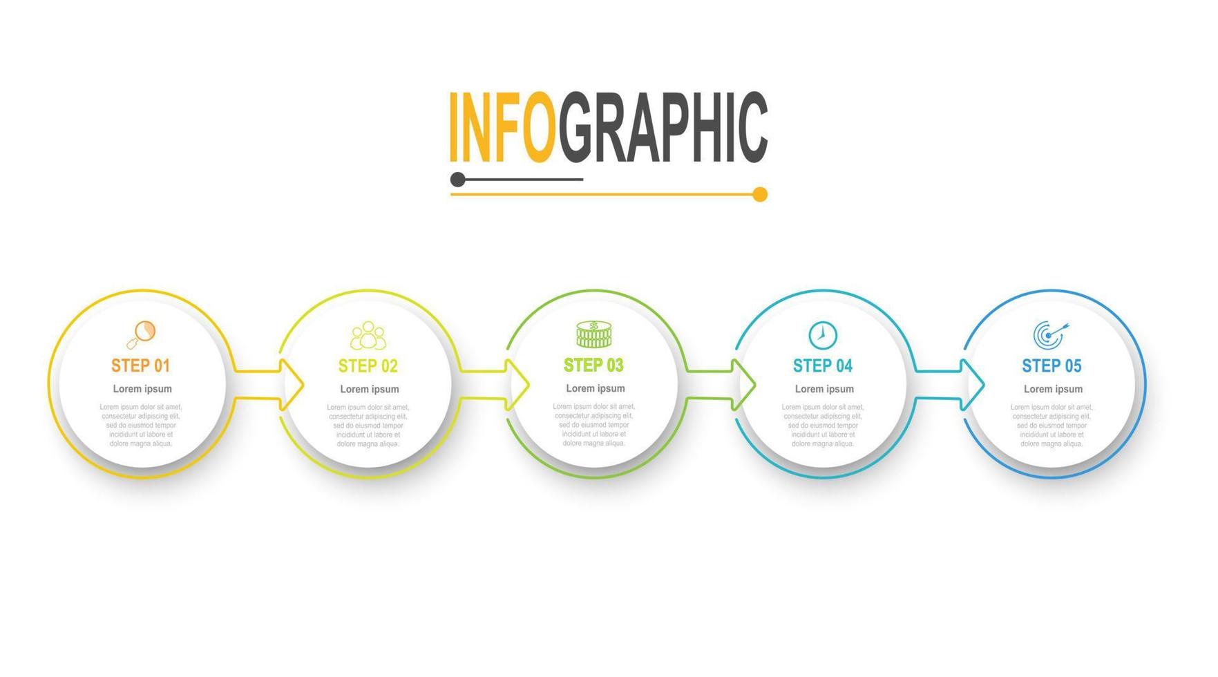 infographic tijdlijn sjabloon 5 stappen bedrijf gegevens illustratie. presentatie tijdlijn infographic sjabloon. vector