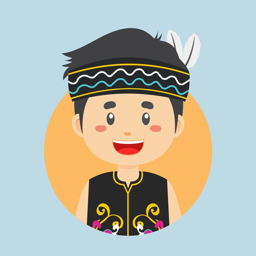 avatar van een dayak Indonesisch karakter vector