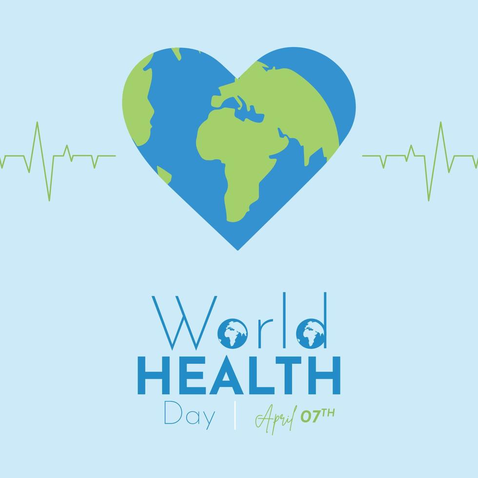 vrij vector wereld Gezondheid dag sociaal media post sjabloon met hartslag