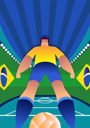 Brazilië WK voetballer staande houdingen vector