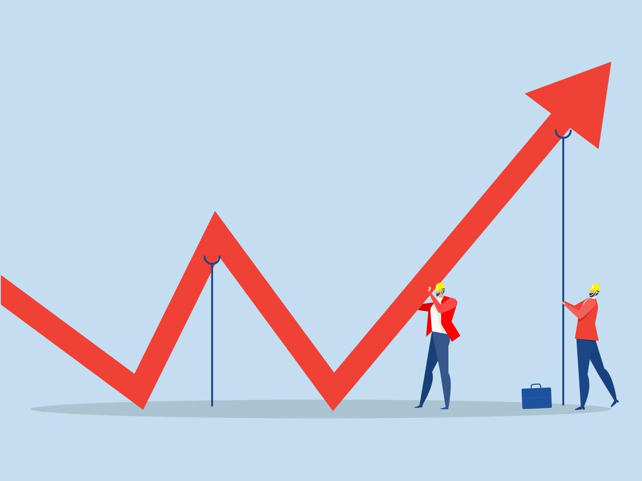 winst retentie concept, zakenman vaststelling afnemend financieel diagram met gereedschap hou op verlies minimaliseren verliezen voor winst concept vector