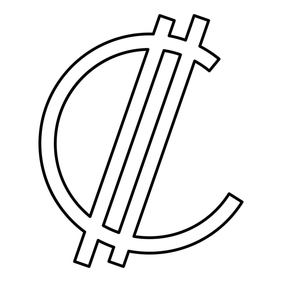 dikke darm teken valuta symbool costa ricaanse salvadoran geld crc contour schets lijn icoon zwart kleur vector illustratie beeld dun vlak stijl