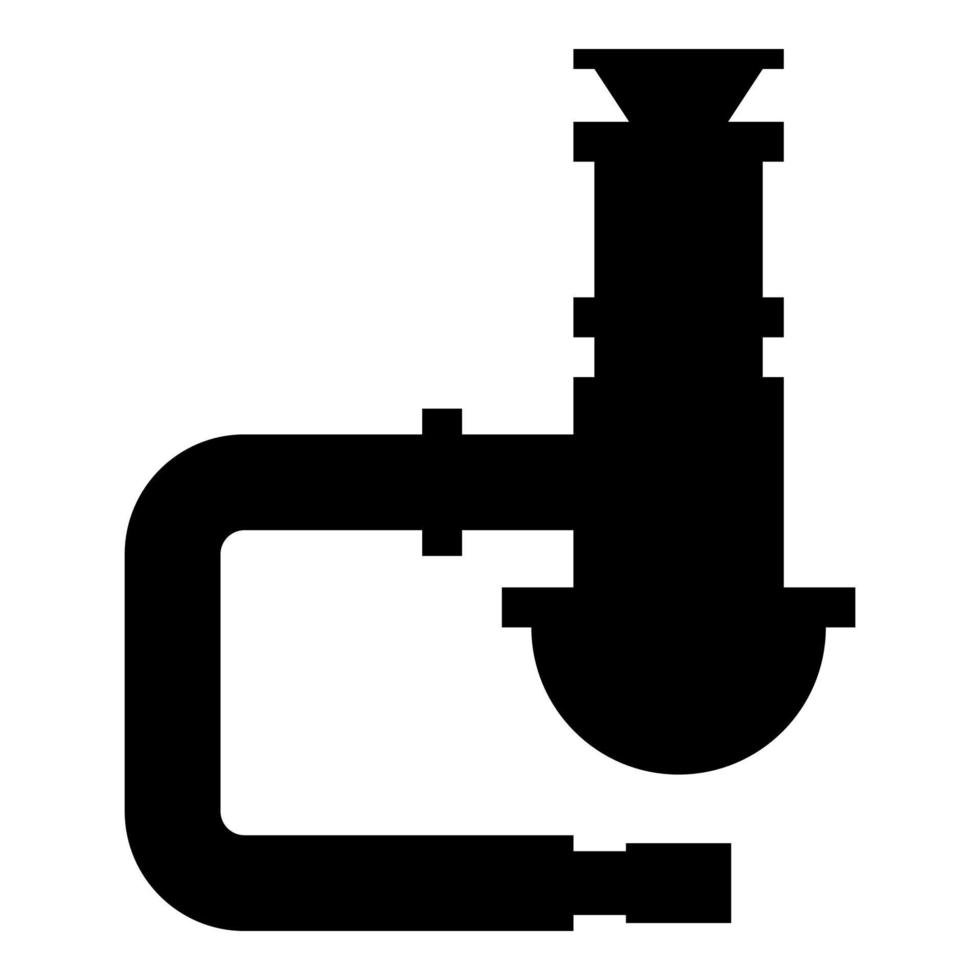 overhevelen loodgieter armaturen riool pijp afvoer onder wastafel riolering buis icoon zwart kleur vector illustratie beeld vlak stijl