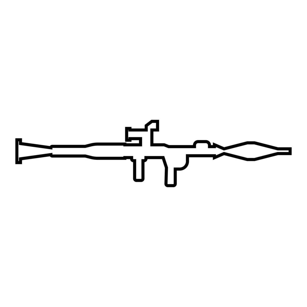 granaat draagraket leger wapen leger contour schets lijn icoon zwart kleur vector illustratie beeld dun vlak stijl