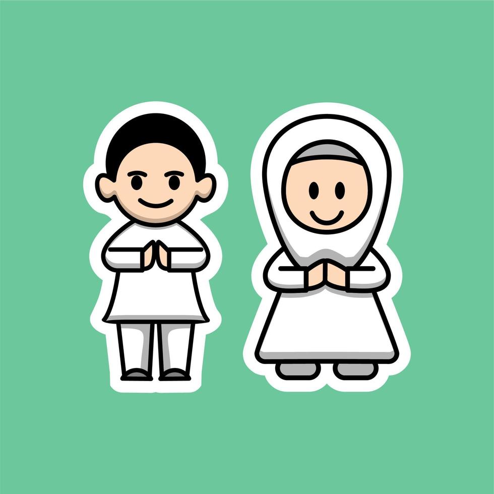 schattig moslim paar tekenfilm vector