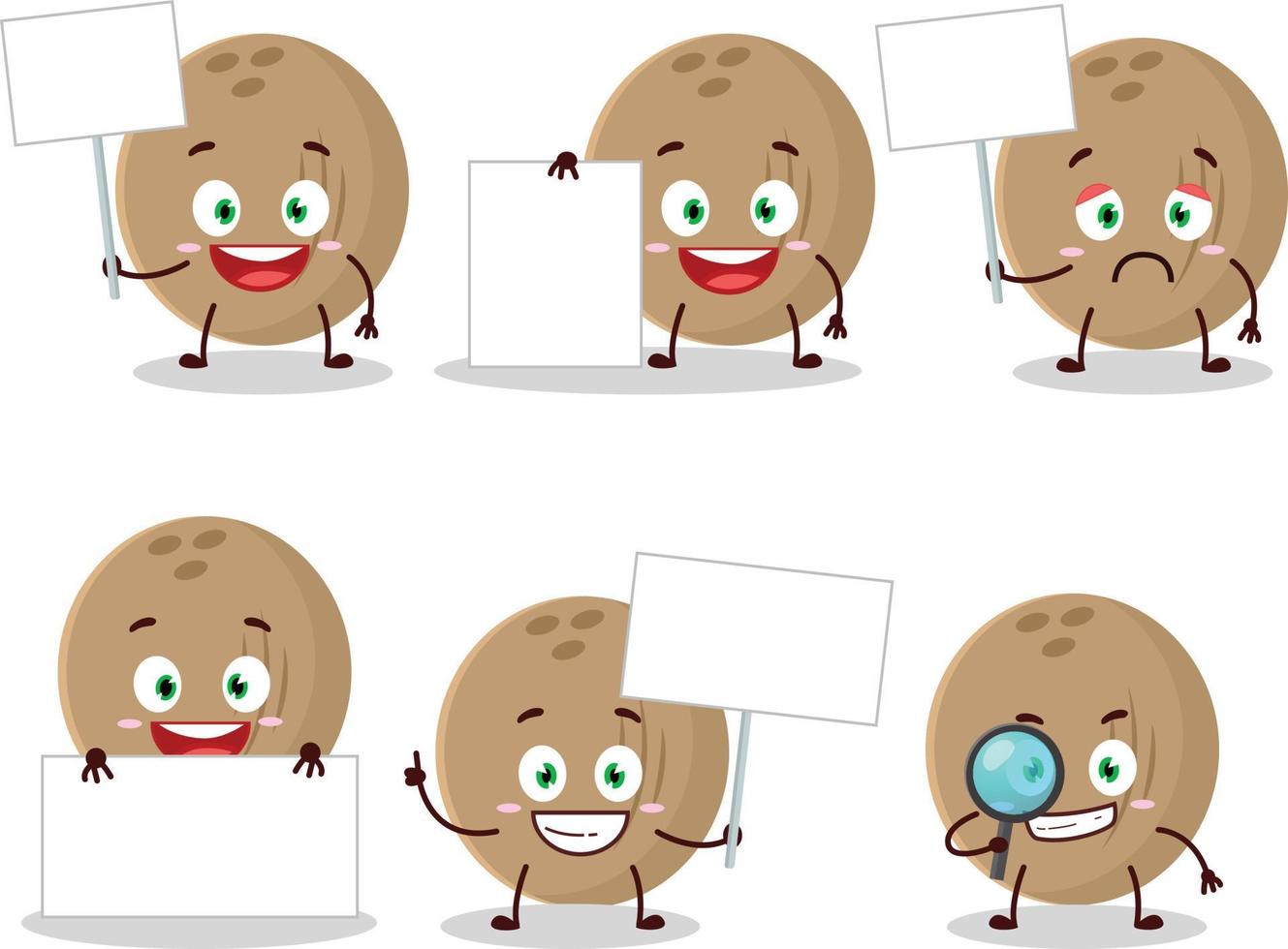 bruin kokosnoot tekenfilm karakter brengen informatie bord vector