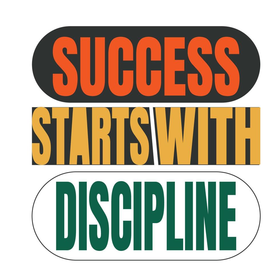 succes begint met discipline motiverende Sportschool citaat. Sportschool vector ontwerp sjabloon.