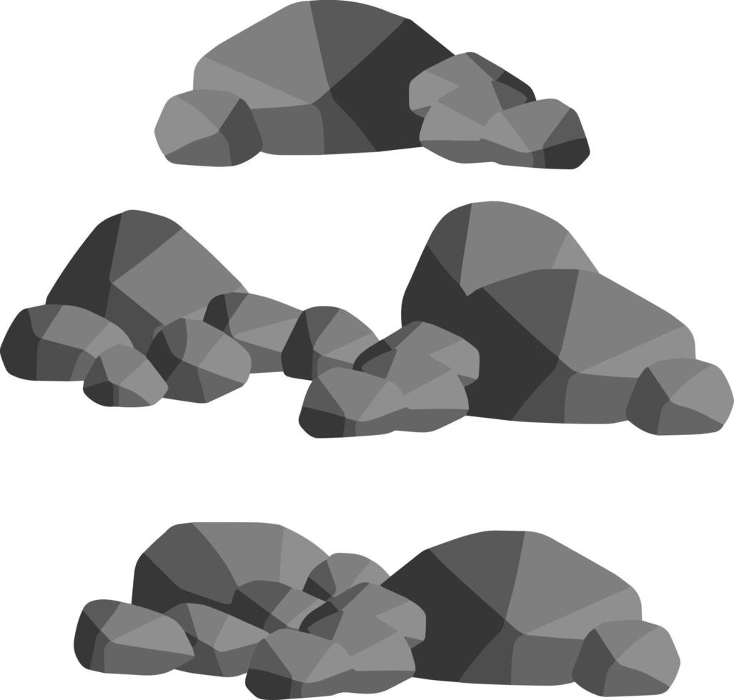 natuurlijke muurstenen en gladde en ronde grijze rotsen. vector