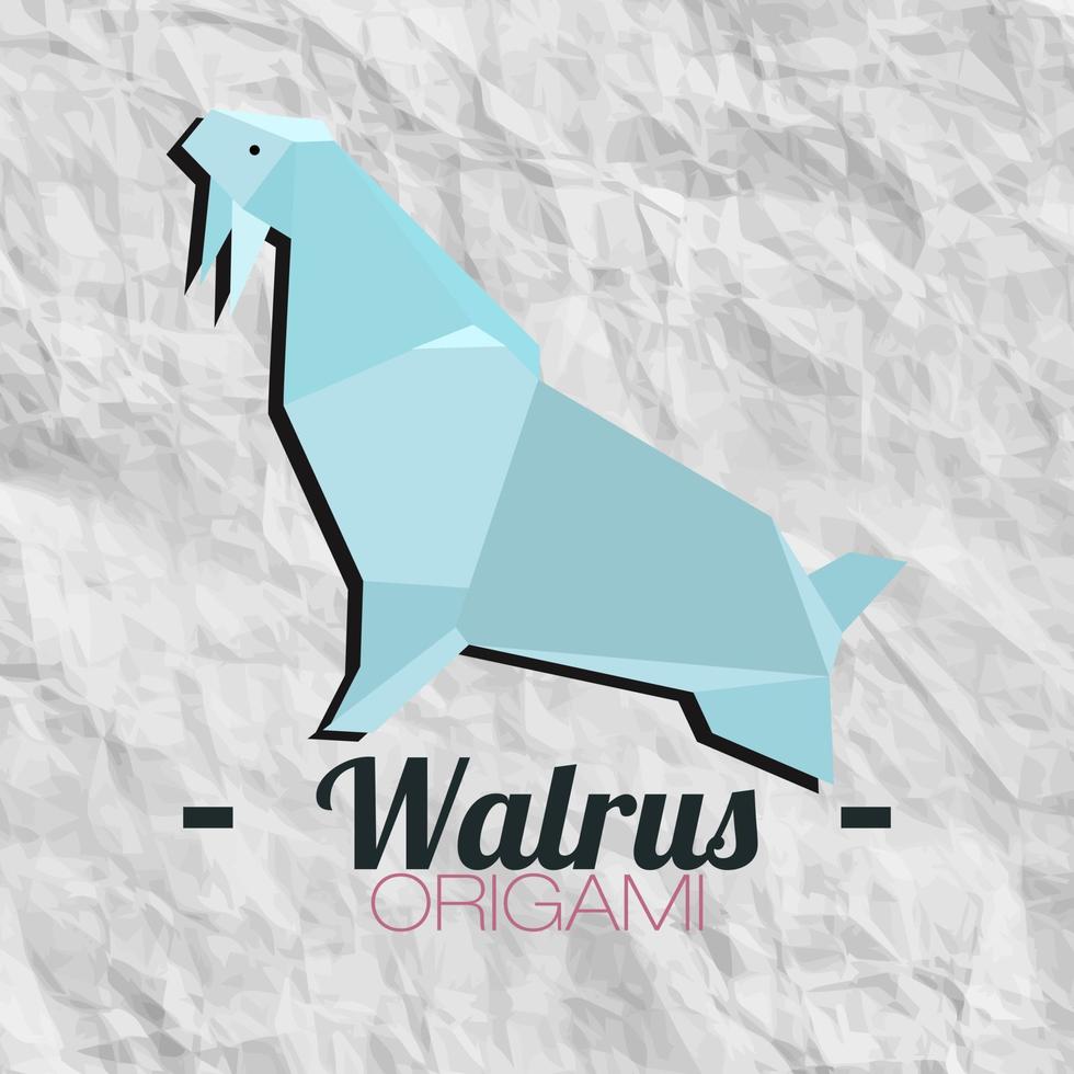 walrus dier papier origami vector ontwerp