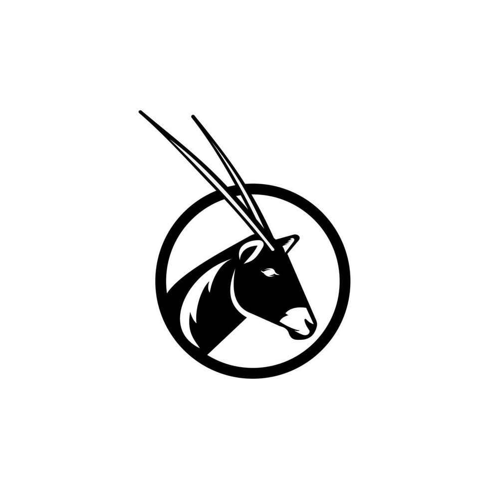 oryx hoofd logo ontwerp sjabloon. geweldig een oryx hoofd met cirkel logo. een oryx lijn kunst logo. vector