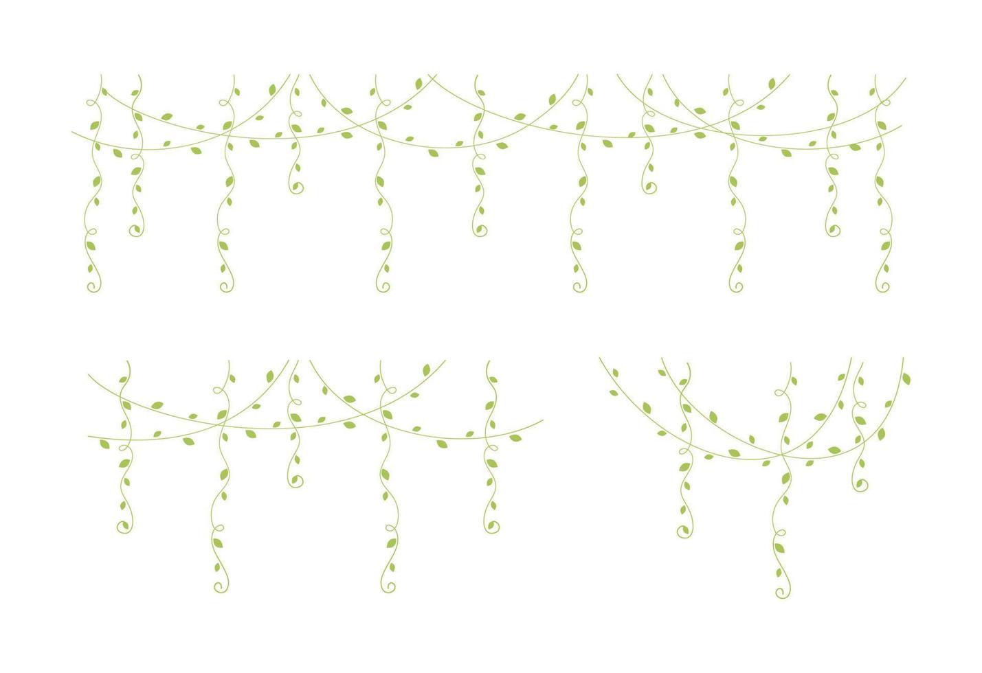 groen wijnstokken kaders en grenzen, hangende Liaan gordijn ontwerp, botanisch elementen vector illustratie reeks