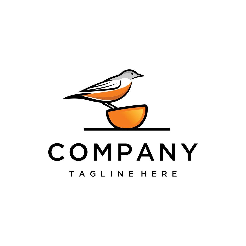 wielewaal vogel logo ontwerp sjabloon. geweldig een wielewaal vogel met oranje fuit logo. een wielewaal vogel lijn kunst logo. vector