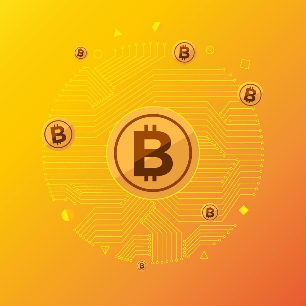 platte ontwerpconcept bitcoin cryptocurrency vector