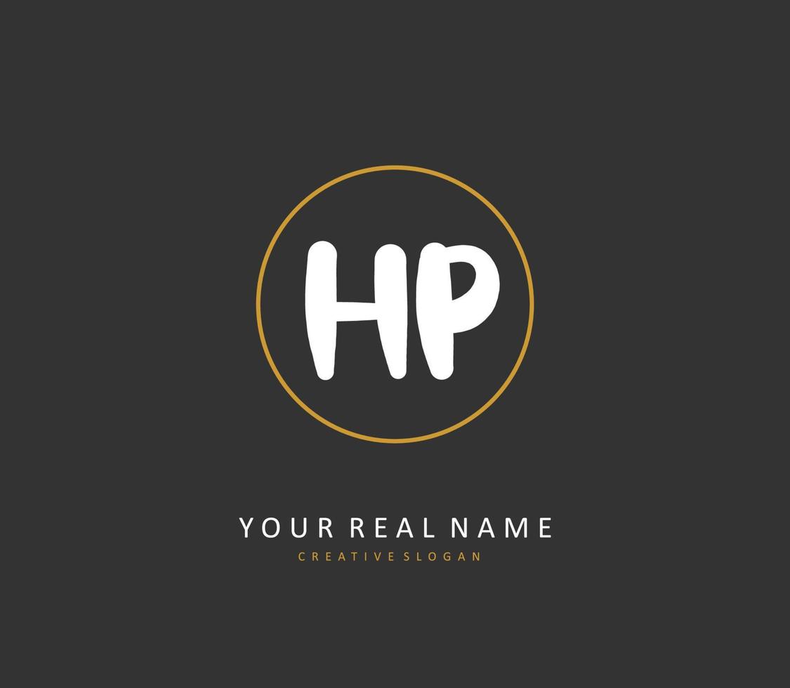 hp eerste brief handschrift en handtekening logo. een concept handschrift eerste logo met sjabloon element. vector