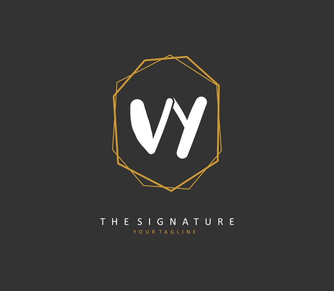 vy eerste brief handschrift en handtekening logo. een concept handschrift eerste logo met sjabloon element. vector