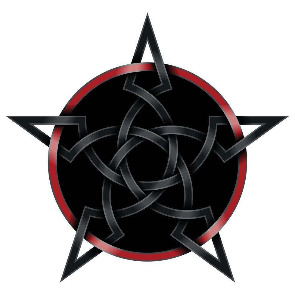 in elkaar grijpend sterontwerp in zwarte en rode Keltische stijl vector