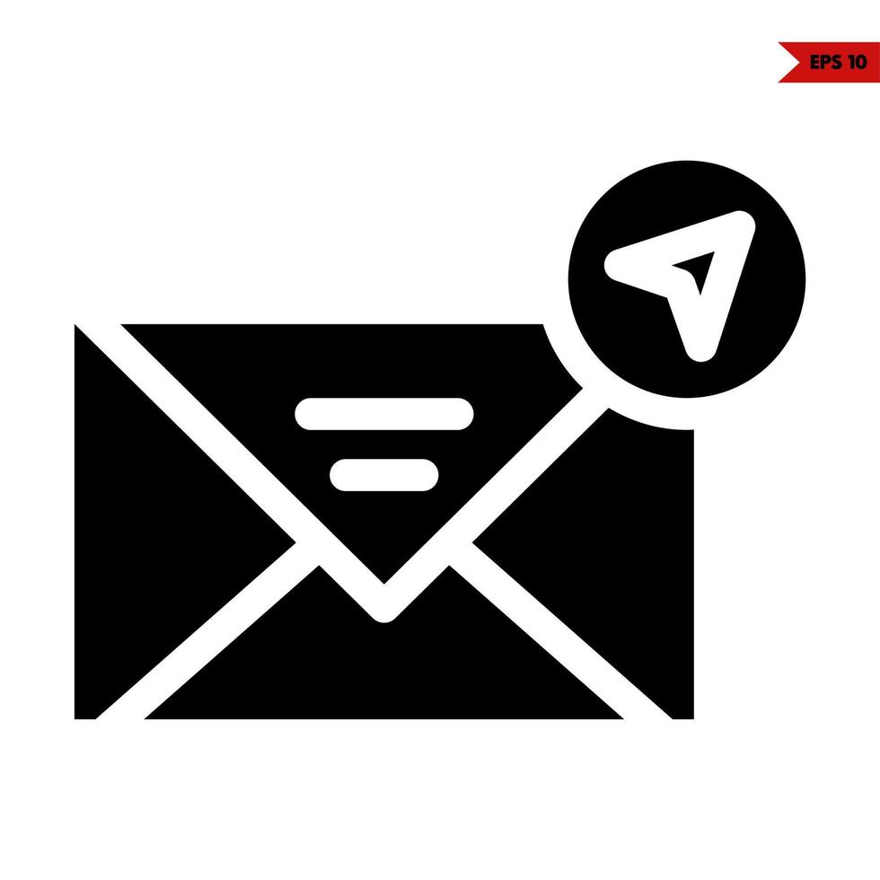 mail met cursr sturen in knop glyph icoon vector